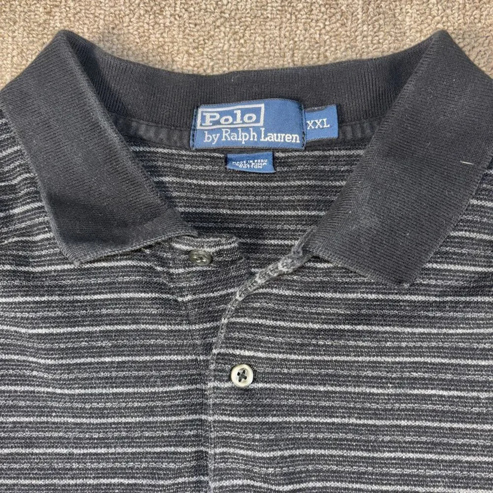 Vintage Polo Ralph Lauren Men’s Long Sleeve Polo Shirt Striped 2XL Black